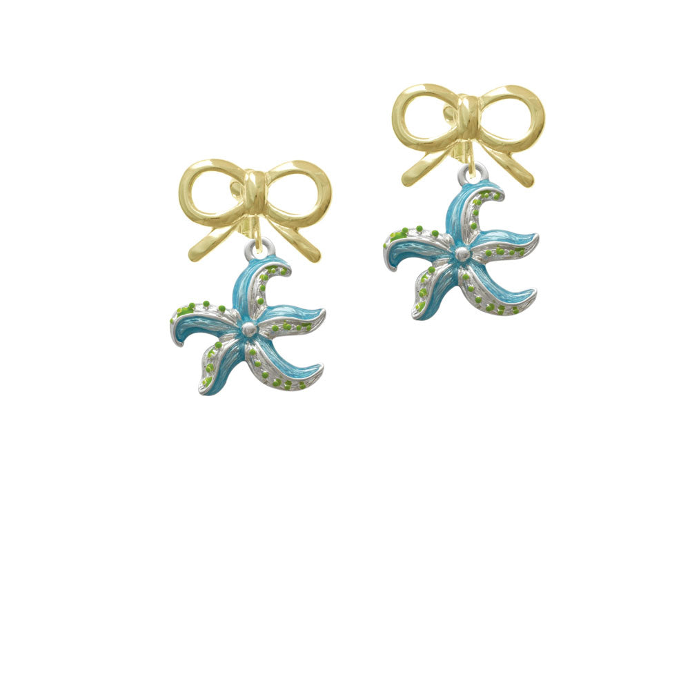 Hot Blue Starfish - Crystal Clip On Earrings Image 10