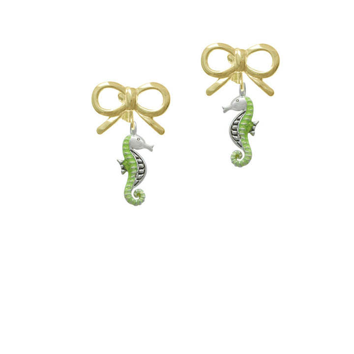 Green Seahorse Crystal Clip On Earrings Image 10