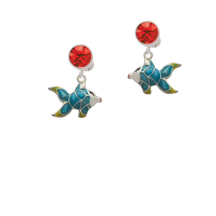 Blue Tropical Fish with Yellow Fins Crystal Clip On Earrings Image 4