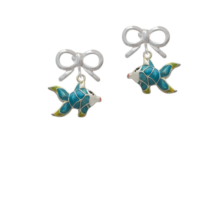 Blue Tropical Fish with Yellow Fins Crystal Clip On Earrings Image 9