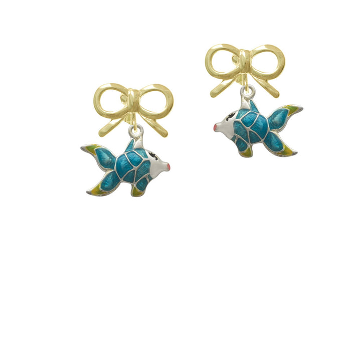 Blue Tropical Fish with Yellow Fins Crystal Clip On Earrings Image 10