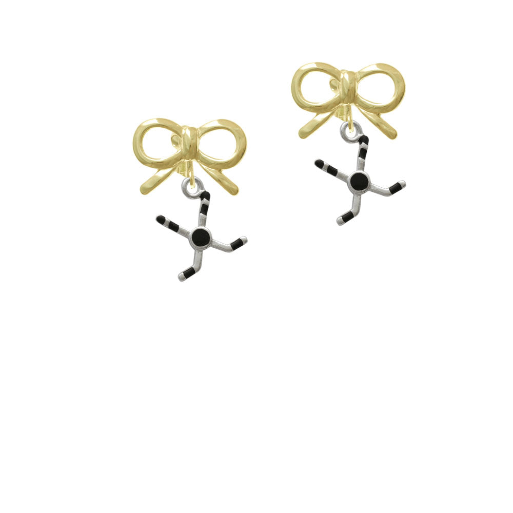 Hockey Sticks with Puck Crystal Clip On Earrings Image 10