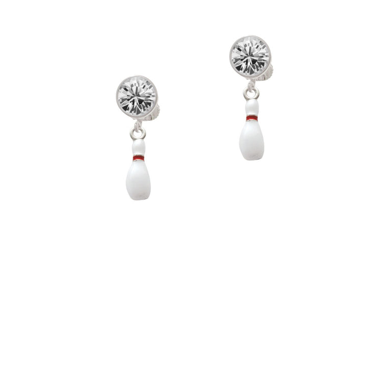 Bowling Pin Crystal Clip On Earrings Image 2