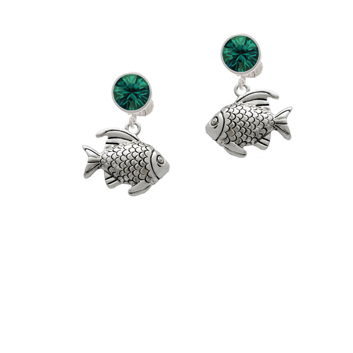 Antiqued Fish Crystal Clip On Earrings Image 6