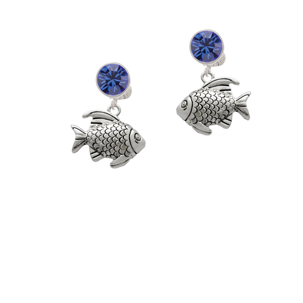 Antiqued Fish Crystal Clip On Earrings Image 7