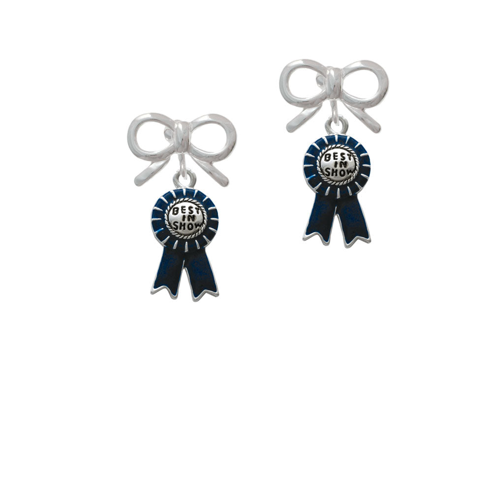 Best in Show Blue Ribbon Crystal Clip On Earrings Image 9