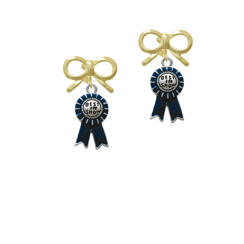 Best in Show Blue Ribbon Crystal Clip On Earrings Image 10