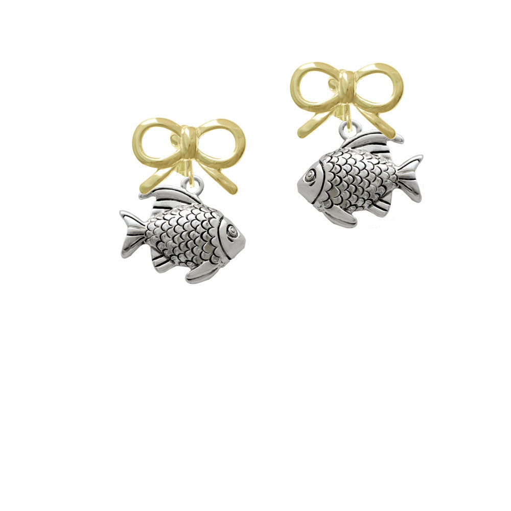 Antiqued Fish Crystal Clip On Earrings Image 10