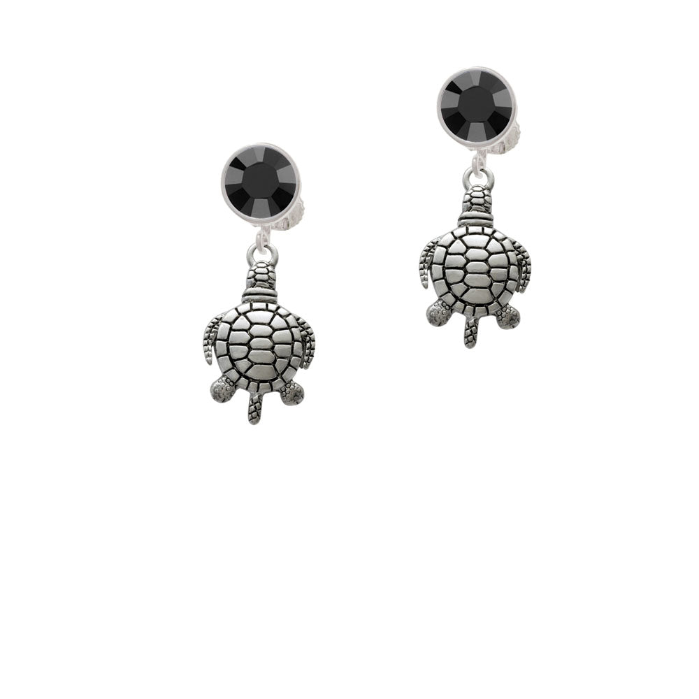 Antiqued Sea Turtle Crystal Clip On Earrings Image 3