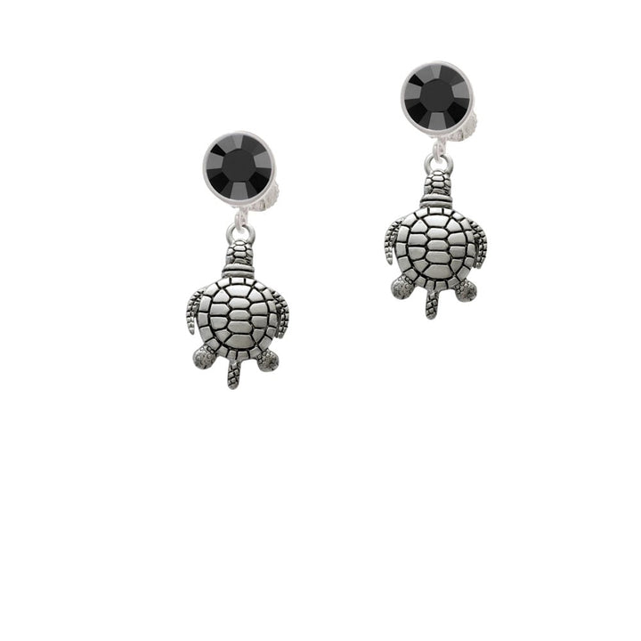 Antiqued Sea Turtle Crystal Clip On Earrings Image 1