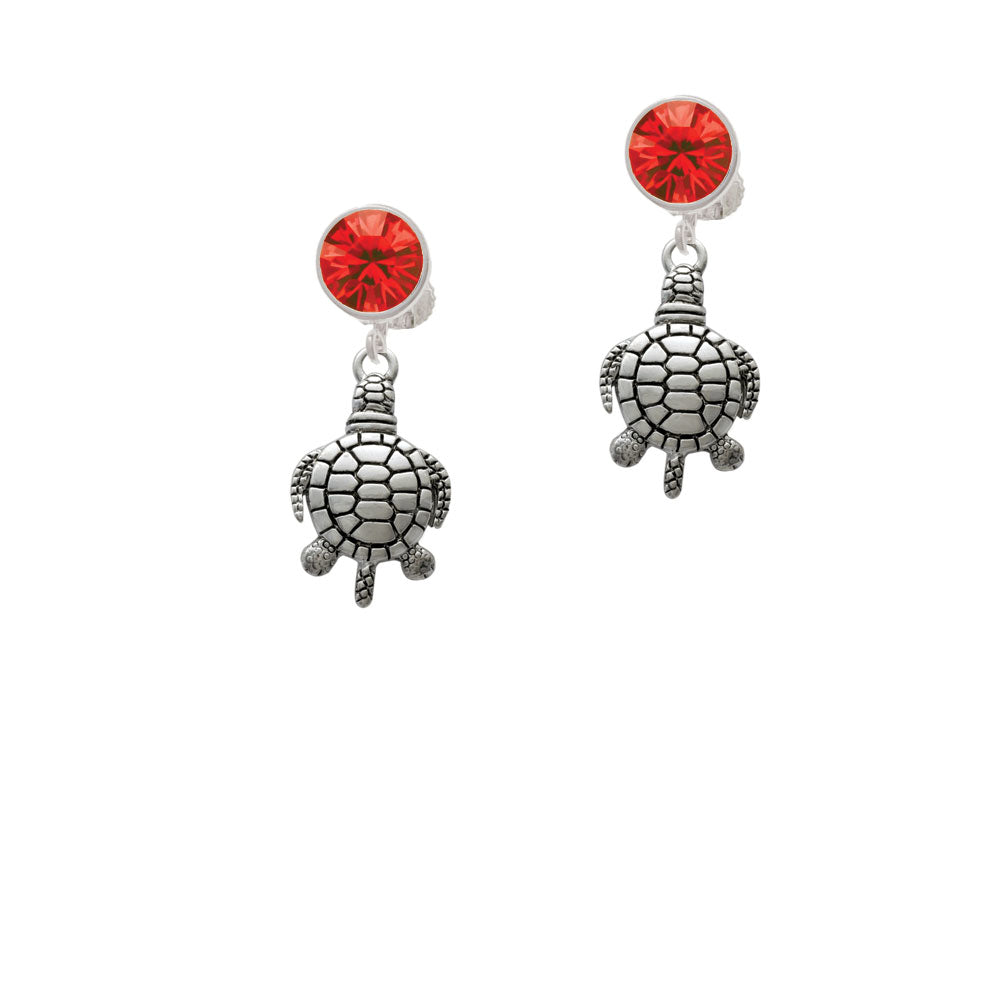 Antiqued Sea Turtle Crystal Clip On Earrings Image 4