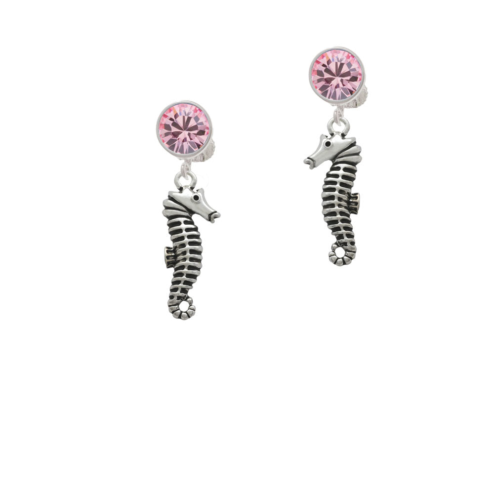 Antiqued Seahorse Crystal Clip On Earrings Image 4