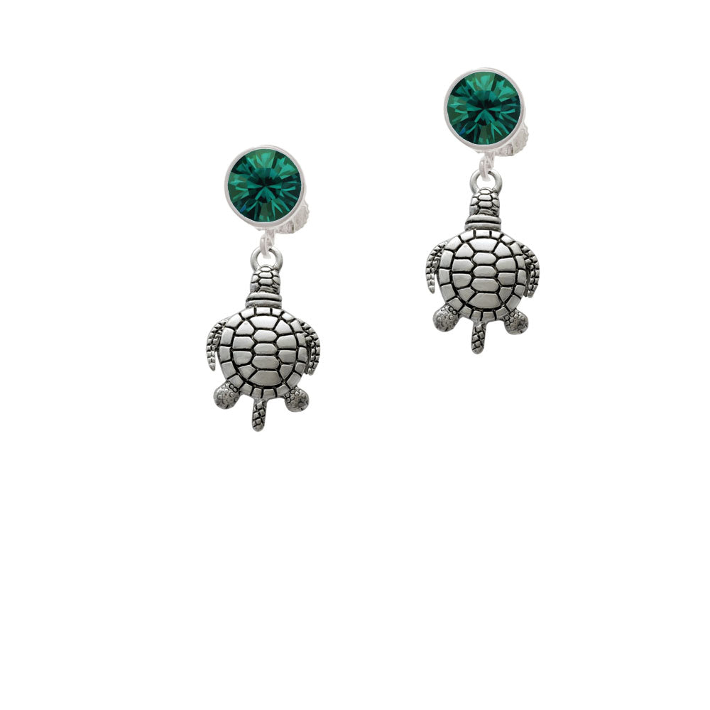 Antiqued Sea Turtle Crystal Clip On Earrings Image 6