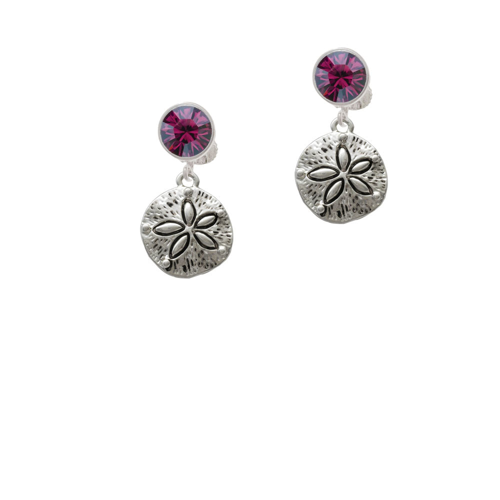 Antiqued Sand Dollar Crystal Clip On Earrings Image 8