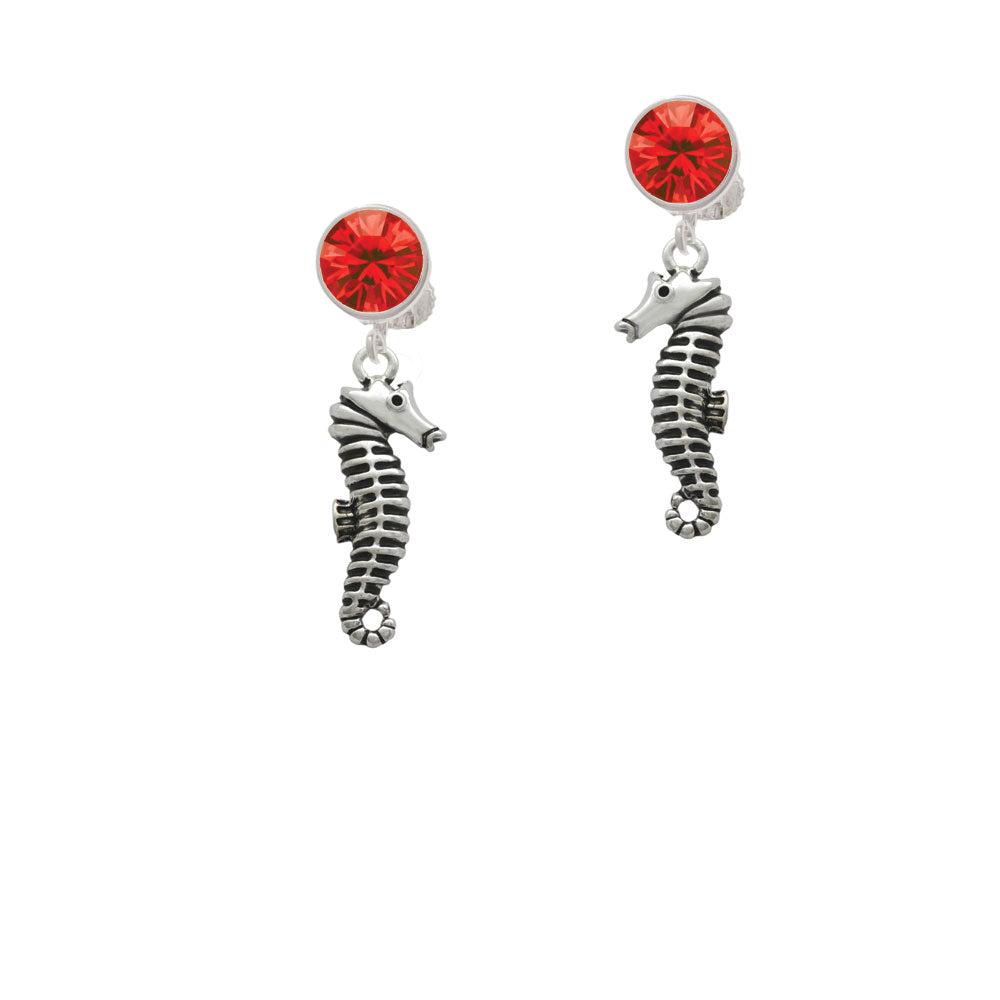 Antiqued Seahorse Crystal Clip On Earrings Image 4