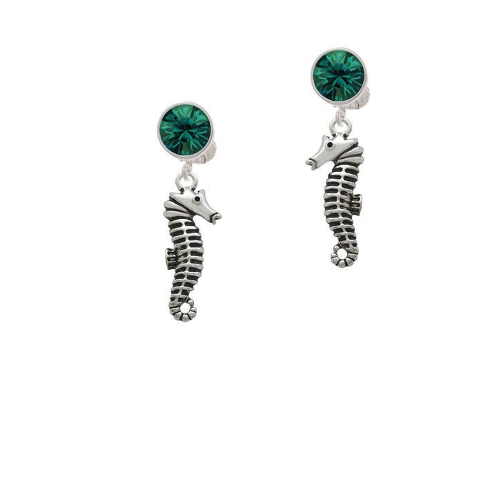 Antiqued Seahorse Crystal Clip On Earrings Image 6