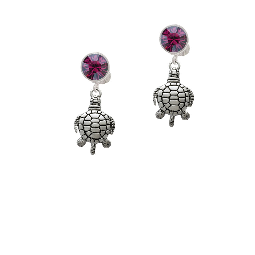 Antiqued Sea Turtle Crystal Clip On Earrings Image 8