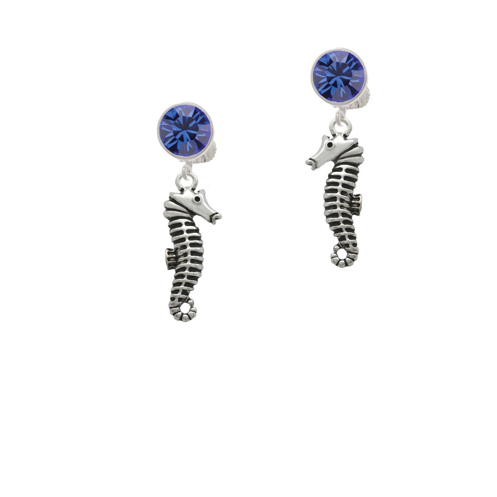 Antiqued Seahorse Crystal Clip On Earrings Image 7