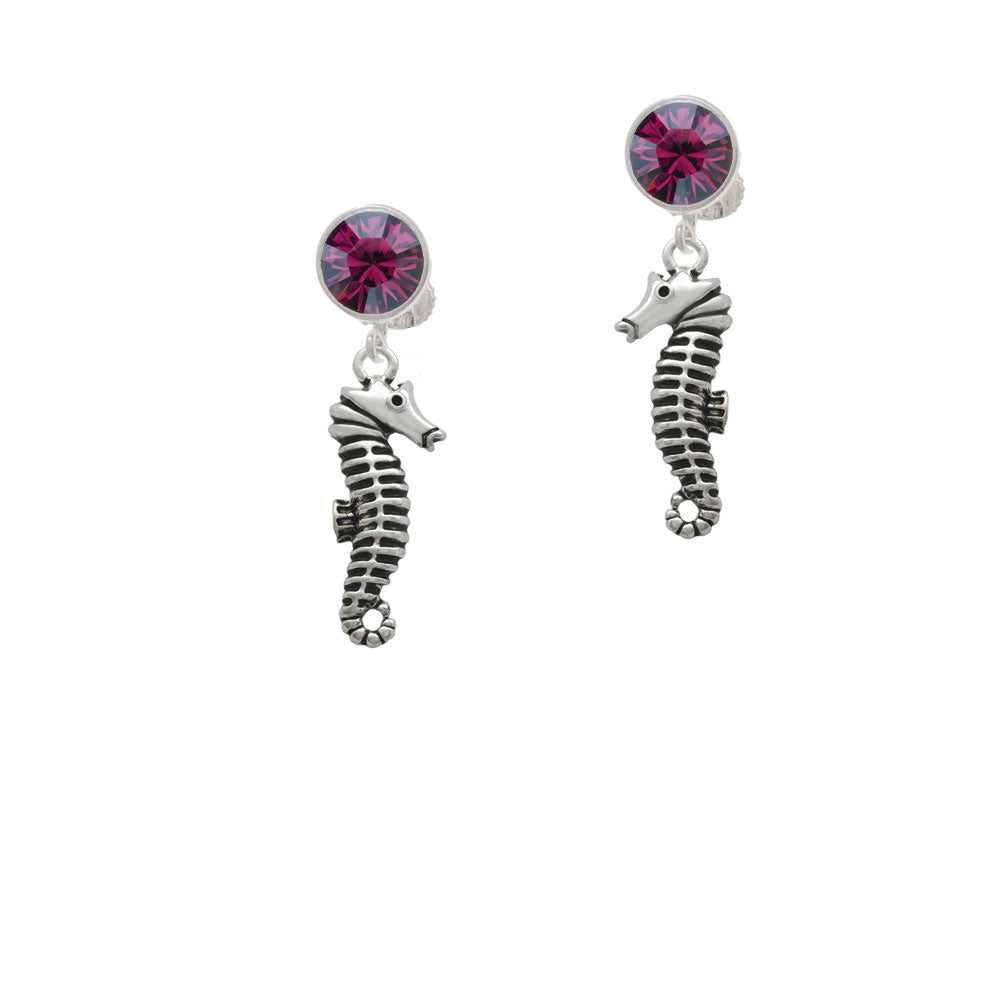 Antiqued Seahorse Crystal Clip On Earrings Image 8