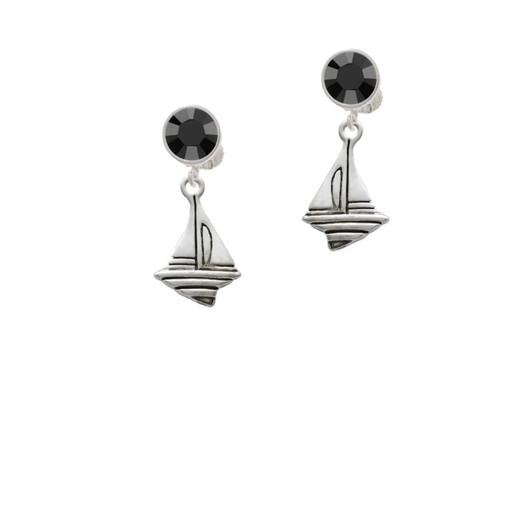 Sailboat Crystal Clip On Earrings Image 3