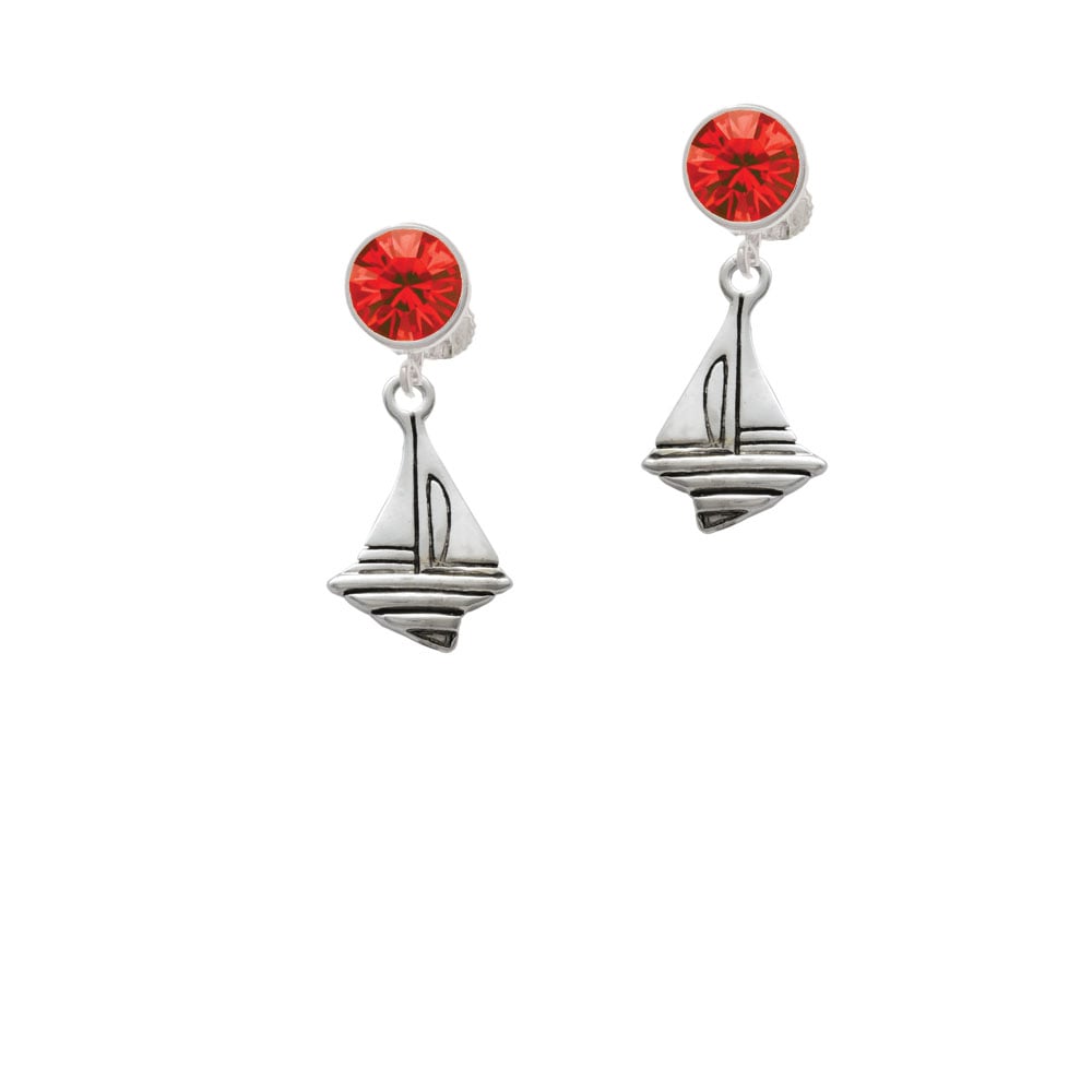 Sailboat Crystal Clip On Earrings Image 4