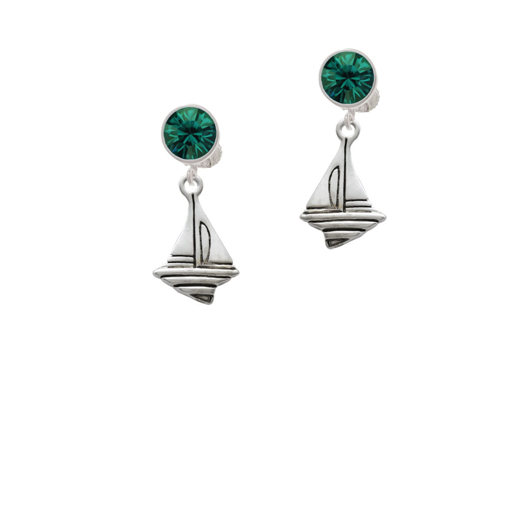 Sailboat Crystal Clip On Earrings Image 6