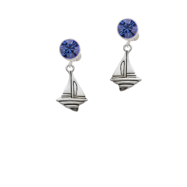 Sailboat Crystal Clip On Earrings Image 7