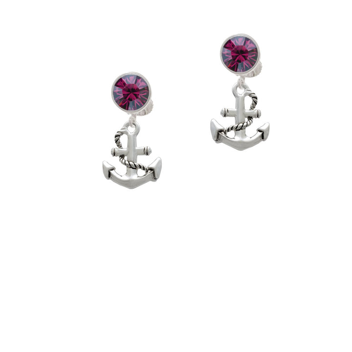 Antiqued Anchor Crystal Clip On Earrings Image 8