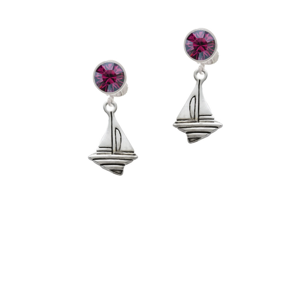 Sailboat Crystal Clip On Earrings Image 8