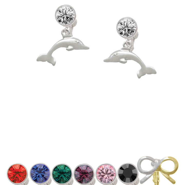 Antiqued Dolphin Crystal Clip On Earrings Image 1