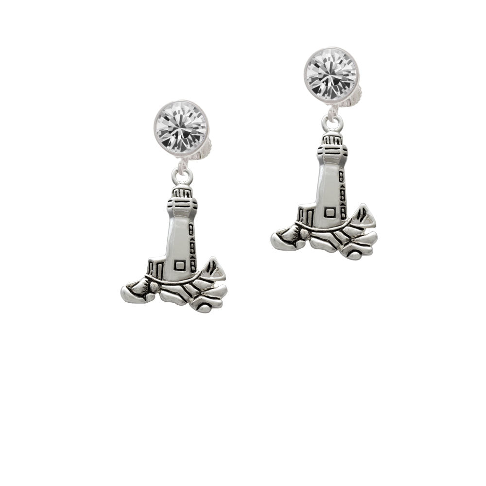 Antiqued Lighthouse Crystal Clip On Earrings Image 2