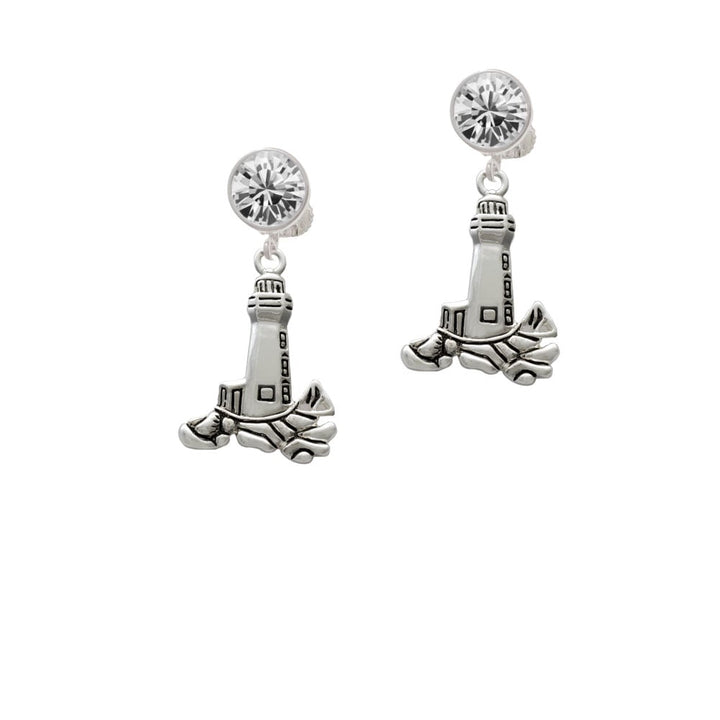 Antiqued Lighthouse Crystal Clip On Earrings Image 1