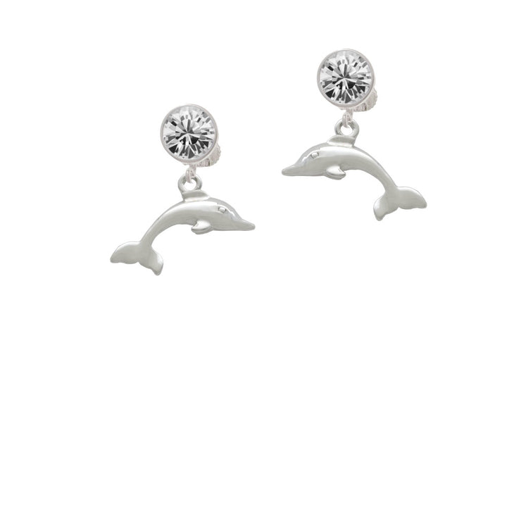 Antiqued Dolphin Crystal Clip On Earrings Image 2