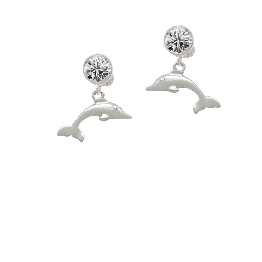 Antiqued Dolphin Crystal Clip On Earrings Image 1