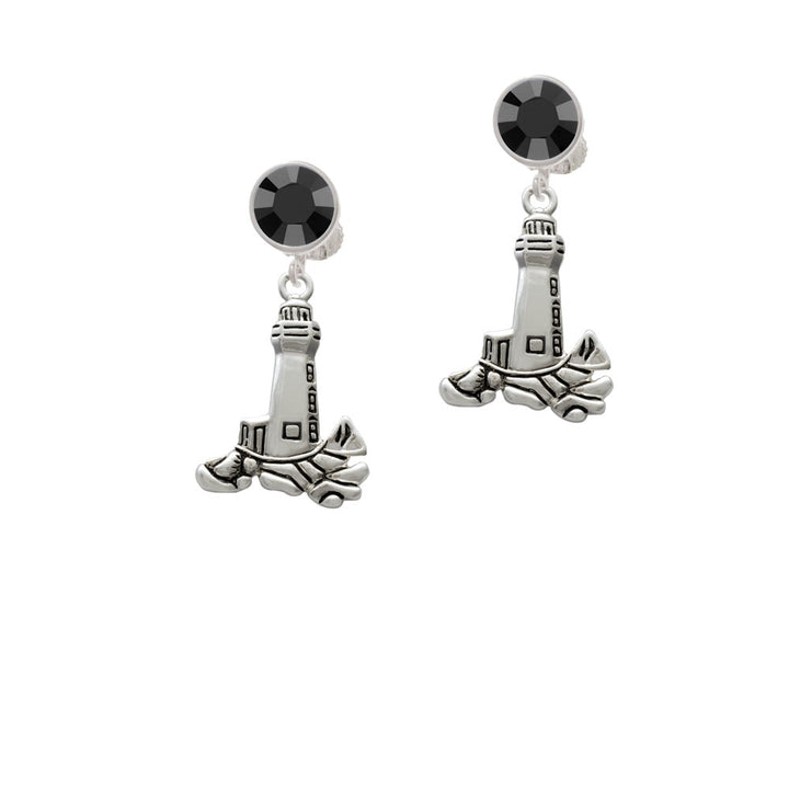 Antiqued Lighthouse Crystal Clip On Earrings Image 3