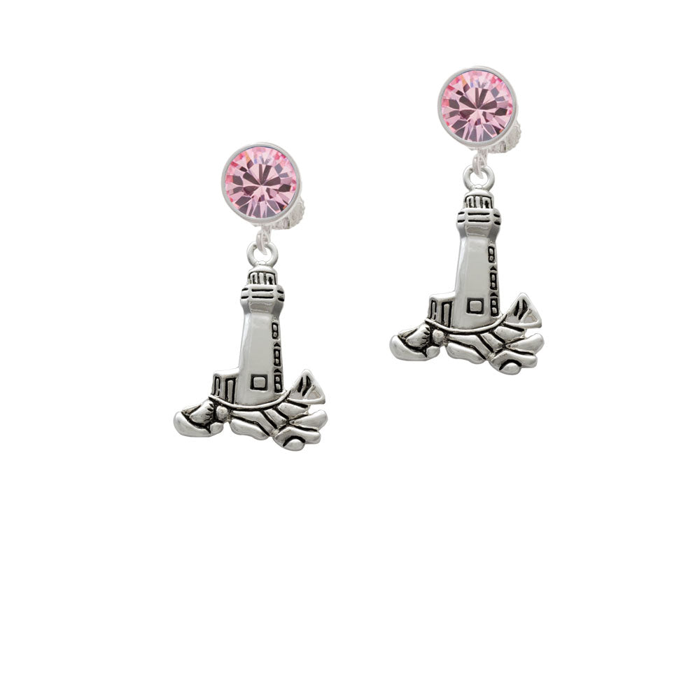 Antiqued Lighthouse Crystal Clip On Earrings Image 4