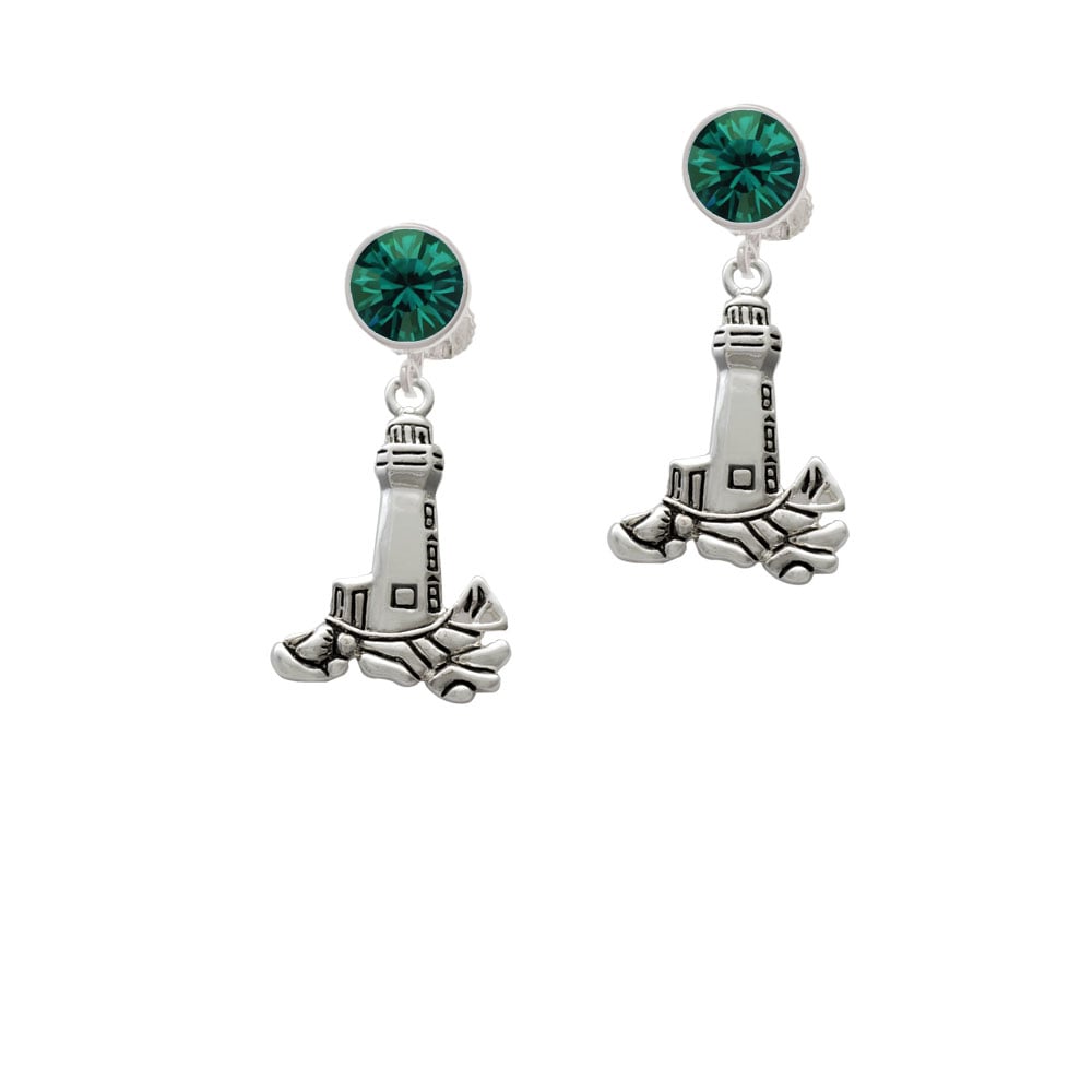 Antiqued Lighthouse Crystal Clip On Earrings Image 6