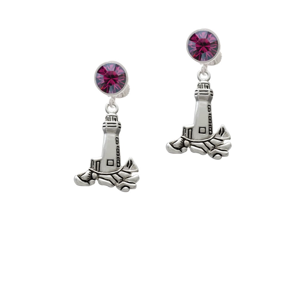 Antiqued Lighthouse Crystal Clip On Earrings Image 8