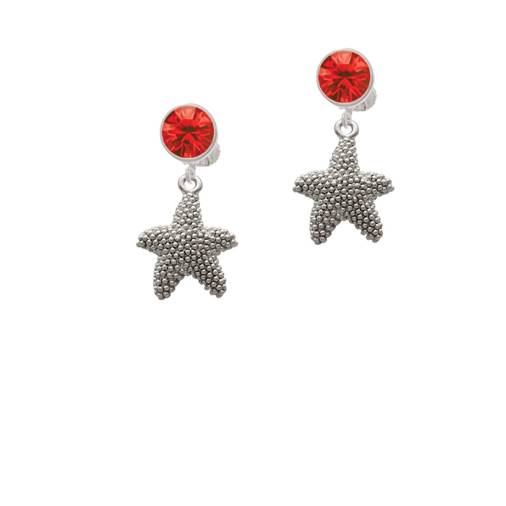 Antiqued Starfish Crystal Clip On Earrings Image 1