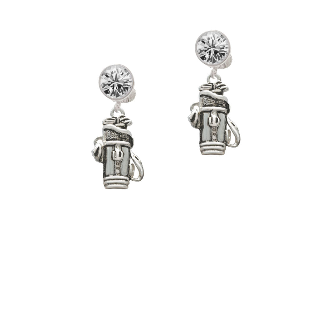 Golf Club Bag Crystal Clip On Earrings Image 2