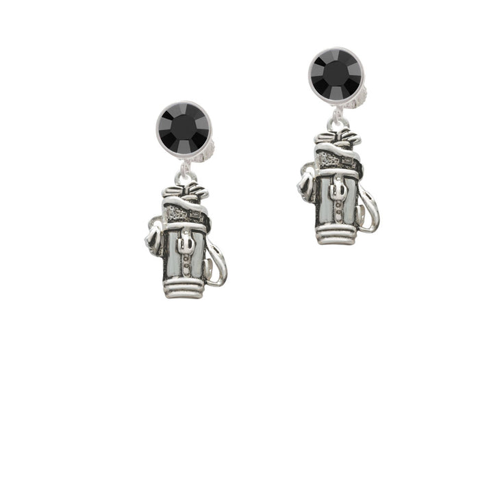 Golf Club Bag Crystal Clip On Earrings Image 3