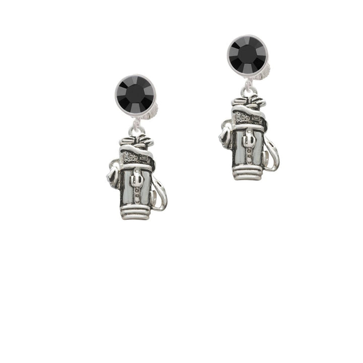 Golf Club Bag Crystal Clip On Earrings Image 1