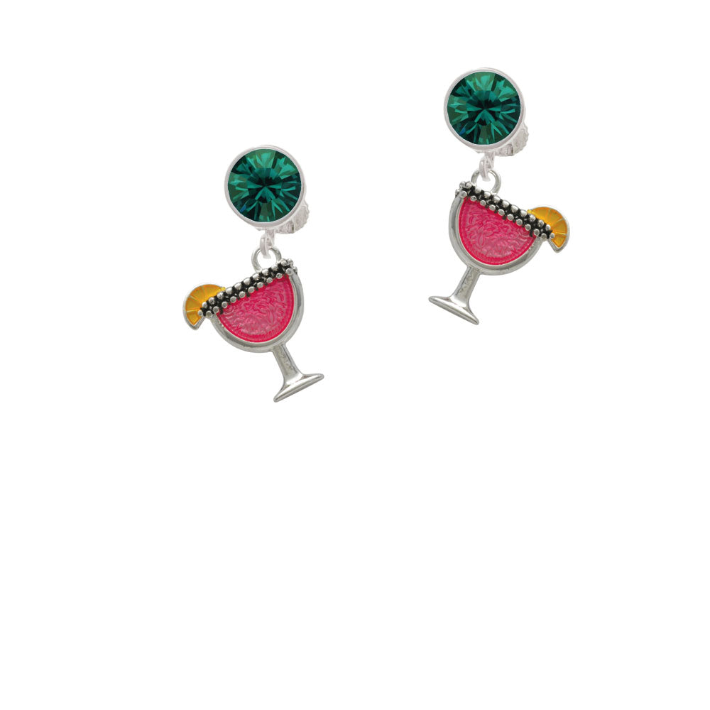 Hot Pink Tropical Drink Crystal Clip On Earrings Image 6