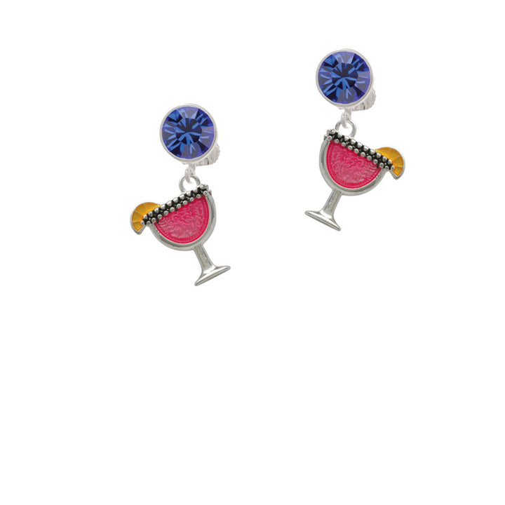 Hot Pink Tropical Drink Crystal Clip On Earrings Image 7