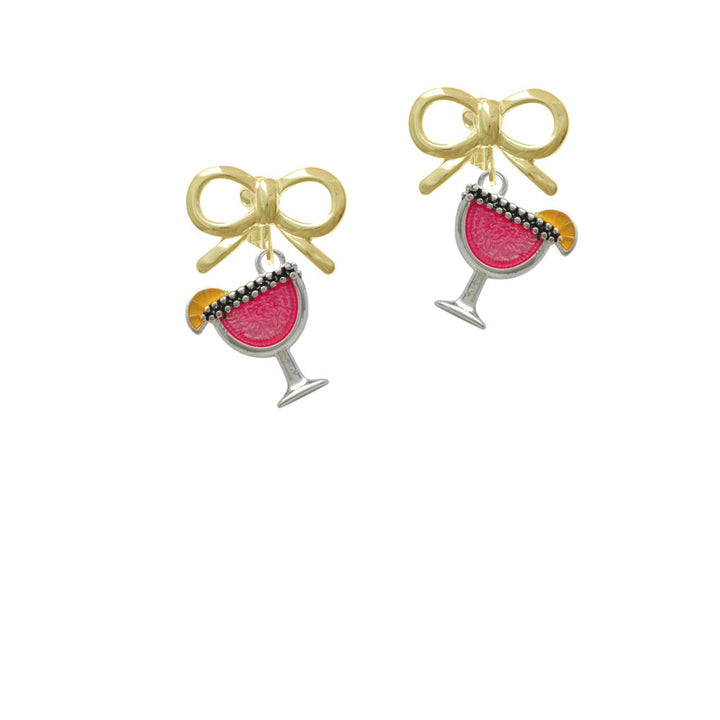 Hot Pink Tropical Drink Crystal Clip On Earrings Image 10