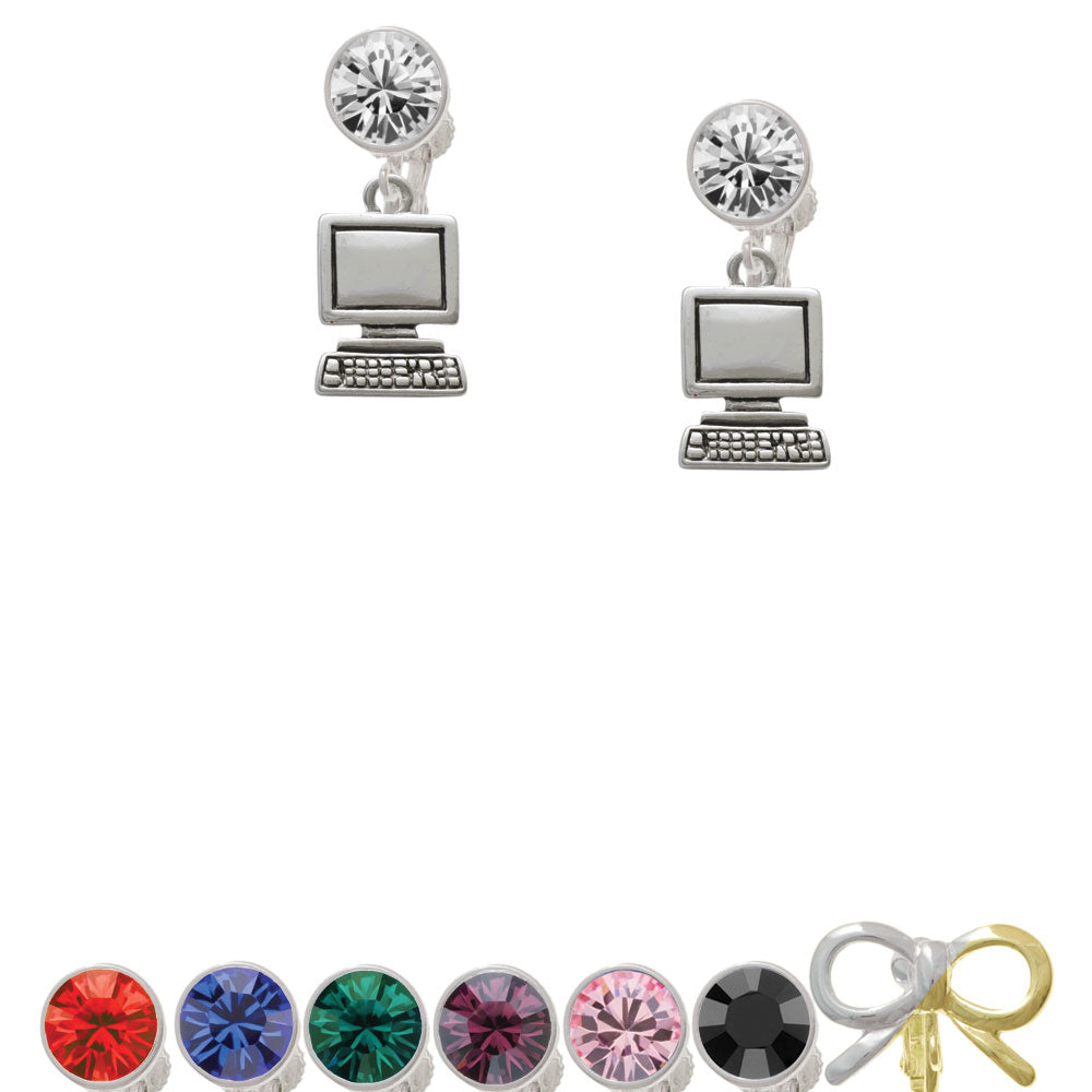 Computer Crystal Clip On Earrings Image 1