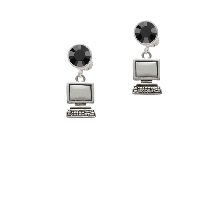 Computer Crystal Clip On Earrings Image 3