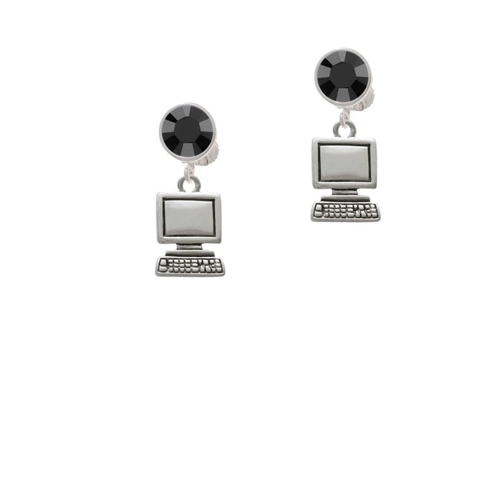 Computer Crystal Clip On Earrings Image 1