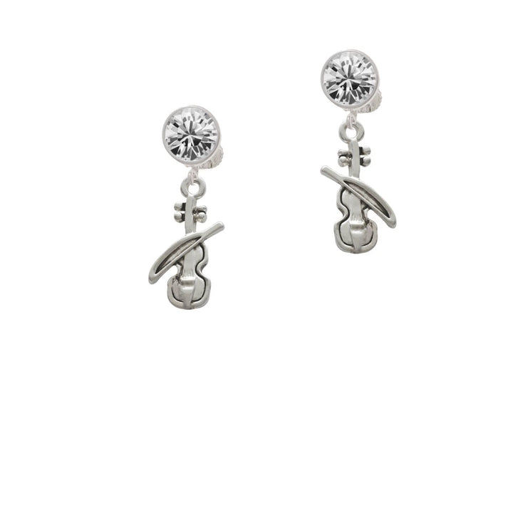 Violin Crystal Clip On Earrings Image 1