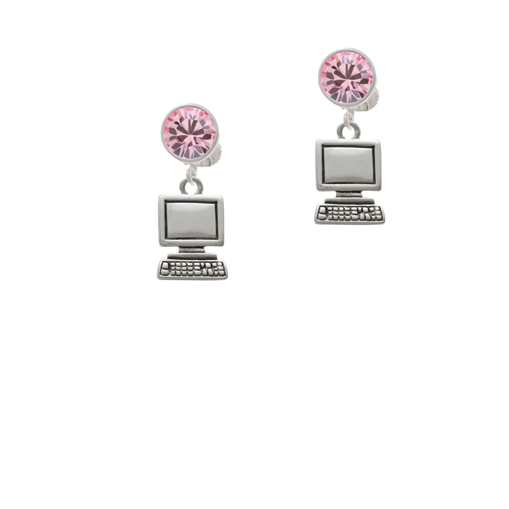 Computer Crystal Clip On Earrings Image 4